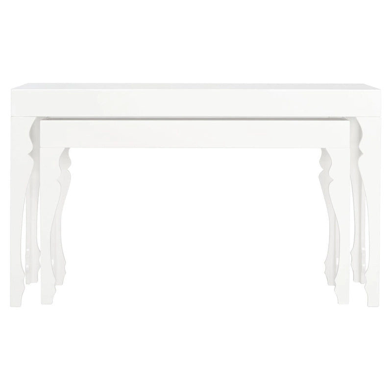 Console en laque avec pieds en volute, taupe / blanc, style gustavien