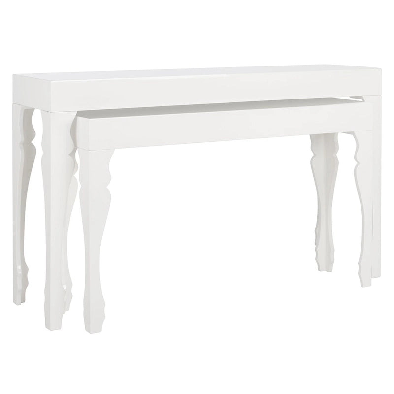 Console en laque avec pieds en volute, taupe / blanc, style gustavien