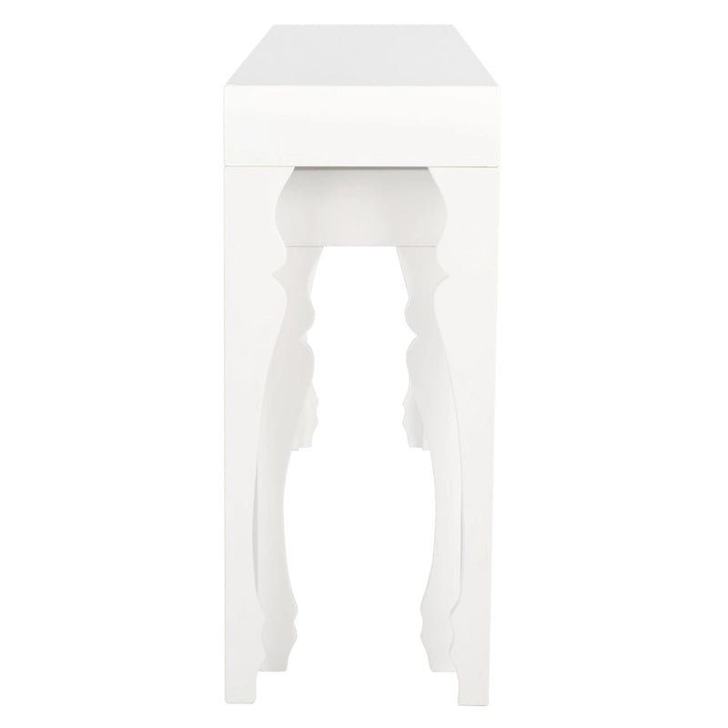 Console en laque avec pieds en volute, taupe / blanc, style gustavien