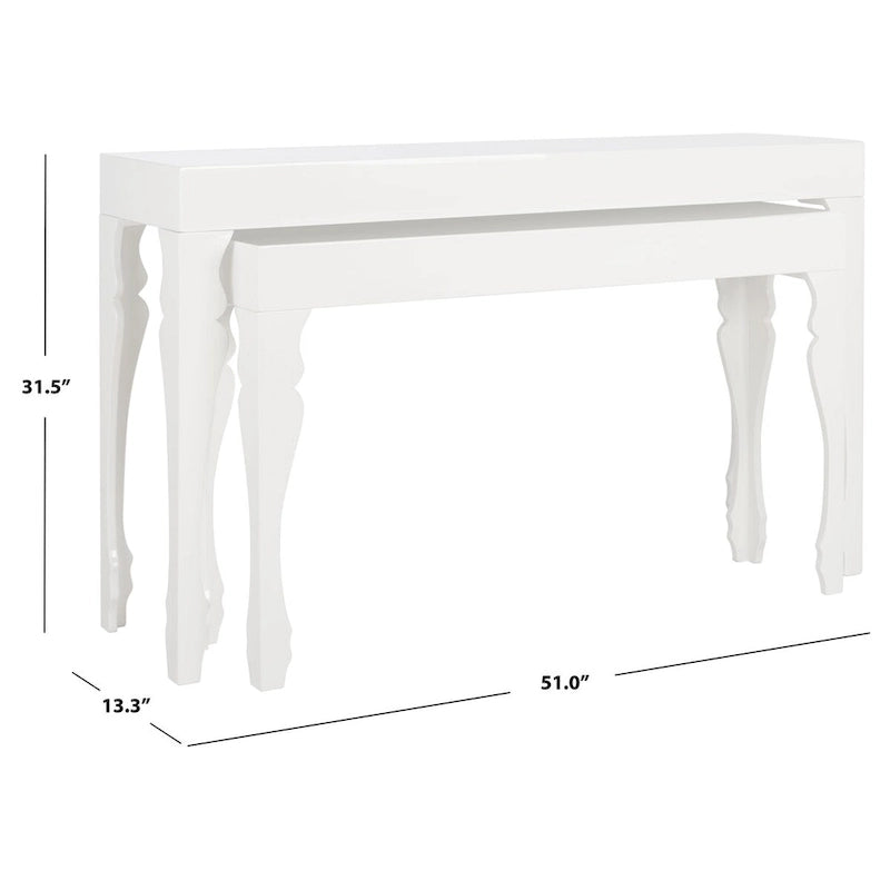 Console en laque avec pieds en volute, taupe / blanc, style gustavien