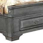 Lit de rangement en bois avec tête de lit traîneau et tiroirs de rangement, Gris, Style transitionnel, Grand, 2 places