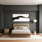Lit plateforme en bois composite avec chevets et tête de lit larges, Chêne brun / Chêne blond naturel, Style minimaliste, Double / Queen, 2 personnes