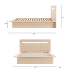 Lit plateforme en bois composite avec chevets et tête de lit larges, Chêne brun / Chêne blond naturel, Style minimaliste, Double / Queen, 2 personnes