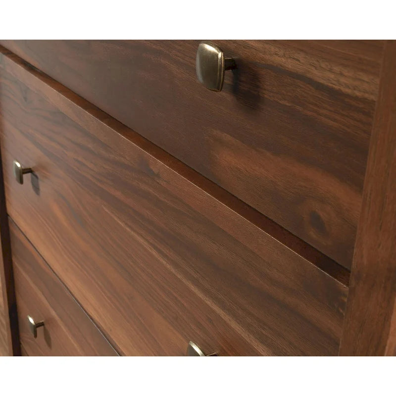 Commode 4 tiroirs avec glissières métalliques, Noyer Grand / Mangue Sindoori / Planche Blanche, Style Rustique