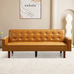 Canapé-lit futon convertible, bleu / marron / noir, similicuir, 2 places