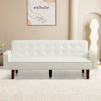 Canapé-lit futon convertible, bleu / marron / noir, similicuir, 2 places