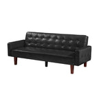 Canapé-lit futon convertible, bleu / marron / noir, similicuir, 2 places