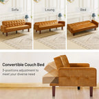 Canapé-lit futon convertible, bleu / marron / noir, similicuir, 2 places