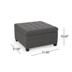 Pouf de rangement carré avec couvercle touffeté, bleu marine / marron / blé / gris foncé, 1 place
