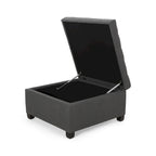Pouf de rangement carré avec couvercle touffeté, bleu marine / marron / blé / gris foncé, 1 place