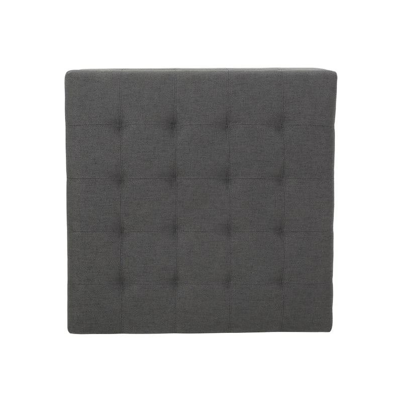 Pouf de rangement carré avec couvercle touffeté, bleu marine / marron / blé / gris foncé, 1 place