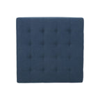 Pouf de rangement carré avec couvercle touffeté, bleu marine / marron / blé / gris foncé, 1 place