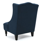 Fauteuil d'appoint capitonné à oreilles, sarcelle/bleu marine, surpiqûres losanges, pieds en bouleau, 1 place