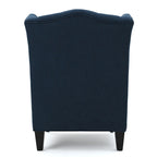 Fauteuil d'appoint capitonné à oreilles, sarcelle/bleu marine, surpiqûres losanges, pieds en bouleau, 1 place