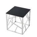 Table d'appoint en verre trempé à structure métallique, chrome/doré poli, style moderne, 1 personne