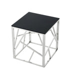Table d'appoint en verre trempé à structure métallique, chrome/doré poli, style moderne, 1 personne