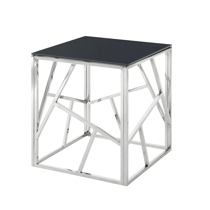 Table d'appoint en verre trempé à structure métallique, chrome/doré poli, style moderne, 1 personne