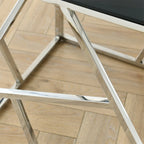 Table d'appoint en verre trempé à structure métallique, chrome/doré poli, style moderne, 1 personne