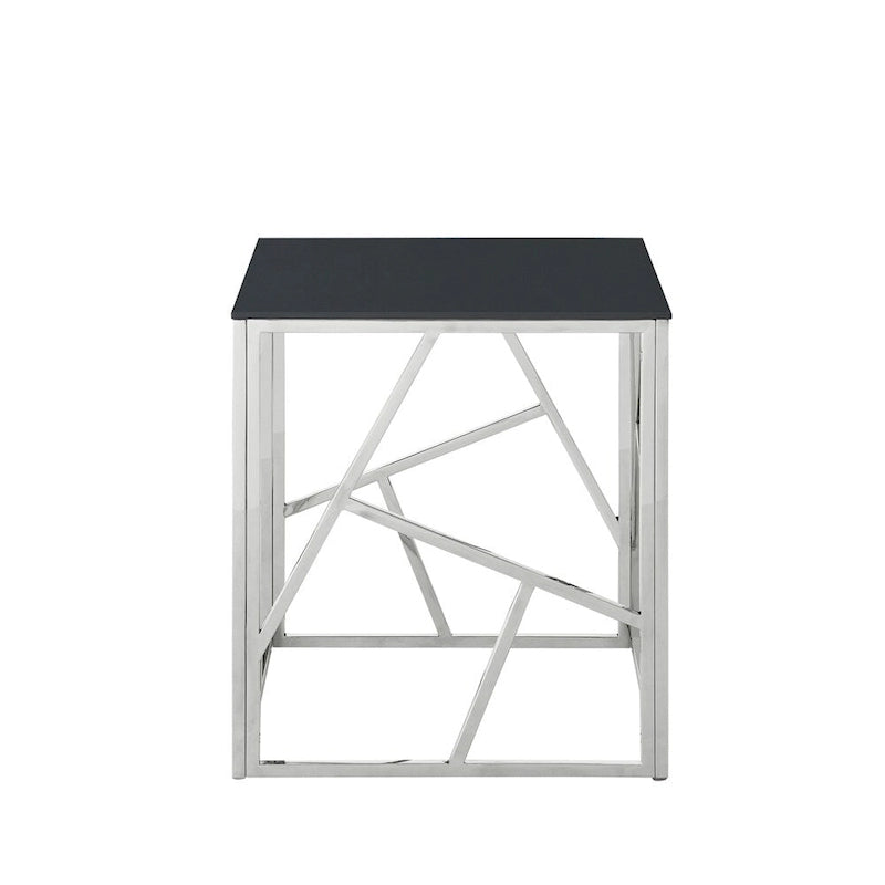 Table d'appoint en verre trempé à structure métallique, chrome/doré poli, style moderne, 1 personne