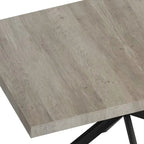 Table à manger extensible avec piétement en métal croisé et boîte de rangement, brun rustique/gris, style ferme, 4-6 personnes