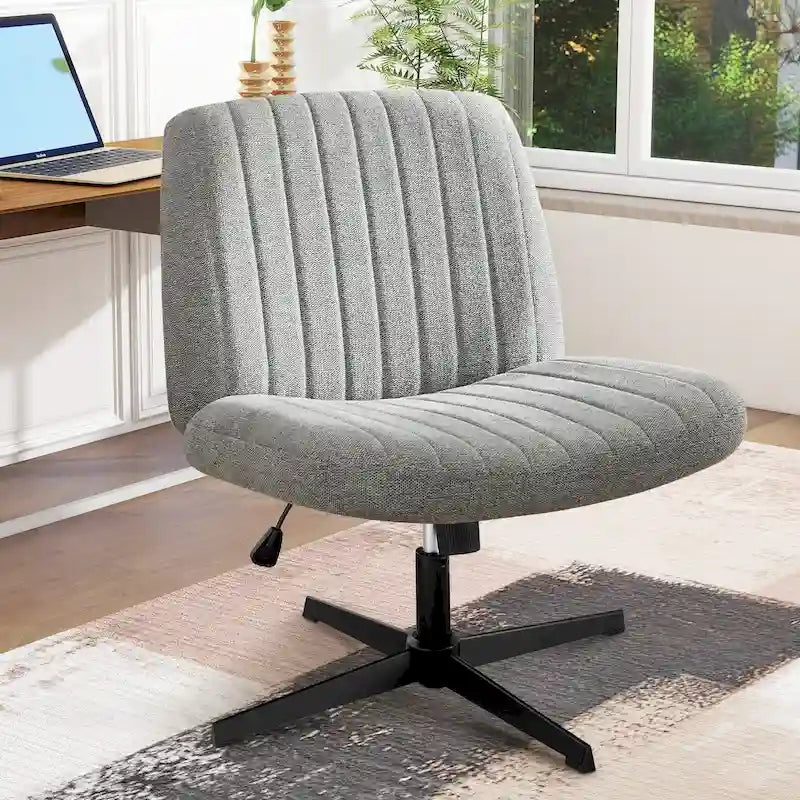 Chaise de bureau pivotante sans accoudoirs avec assise en tissu et hauteur réglable, beige/marron/gris, style moderne, 1 personne
