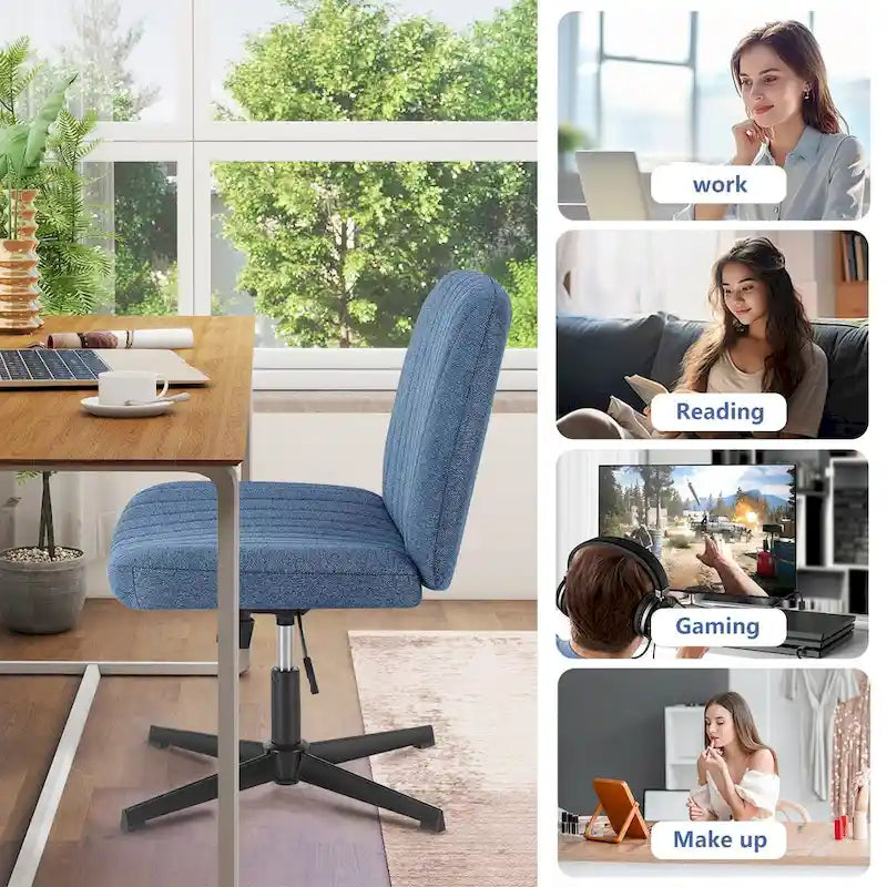 Chaise de bureau pivotante sans accoudoirs avec assise en tissu et hauteur réglable, beige/marron/gris, style moderne, 1 personne