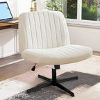 Chaise de bureau pivotante sans accoudoirs avec assise en tissu et hauteur réglable, beige/marron/gris, style moderne, 1 personne