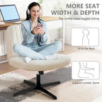 Chaise de bureau pivotante sans accoudoirs avec assise en tissu et hauteur réglable, beige/marron/gris, style moderne, 1 personne
