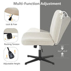 Chaise de bureau pivotante sans accoudoirs avec assise en tissu et hauteur réglable, beige/marron/gris, style moderne, 1 personne