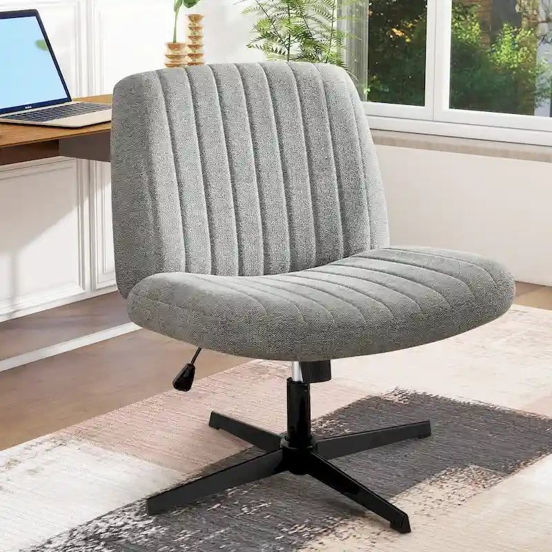Chaise de bureau pivotante sans accoudoirs avec assise en tissu et hauteur réglable, beige/marron/gris, style moderne, 1 personne