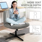 Chaise de bureau pivotante sans accoudoirs avec assise en tissu et hauteur réglable, beige/marron/gris, style moderne, 1 personne