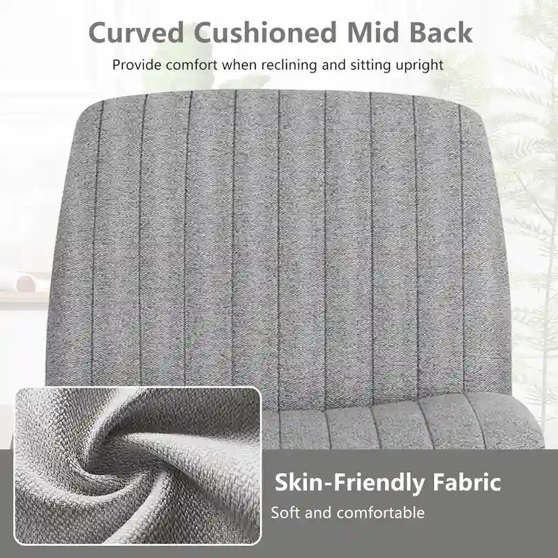 Chaise de bureau pivotante sans accoudoirs avec assise en tissu et hauteur réglable, beige/marron/gris, style moderne, 1 personne