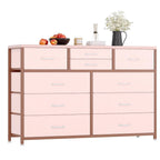 Commode en tissu à 10 tiroirs avec dessus en bois imperméable, Noir / Blanc / Saule noir / Rose / Marron, Style moderne