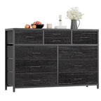 Commode en tissu à 10 tiroirs avec dessus en bois imperméable, Noir / Blanc / Saule noir / Rose / Marron, Style moderne