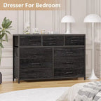 Commode en tissu à 10 tiroirs avec dessus en bois imperméable, Noir / Blanc / Saule noir / Rose / Marron, Style moderne