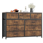 Commode en tissu à 10 tiroirs avec dessus en bois imperméable, Noir / Blanc / Saule noir / Rose / Marron, Style moderne