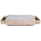 Table basse de rangement en bois de manguier et plateau en marbre, marbre naturel / blanc, tiroir caché, style moderne