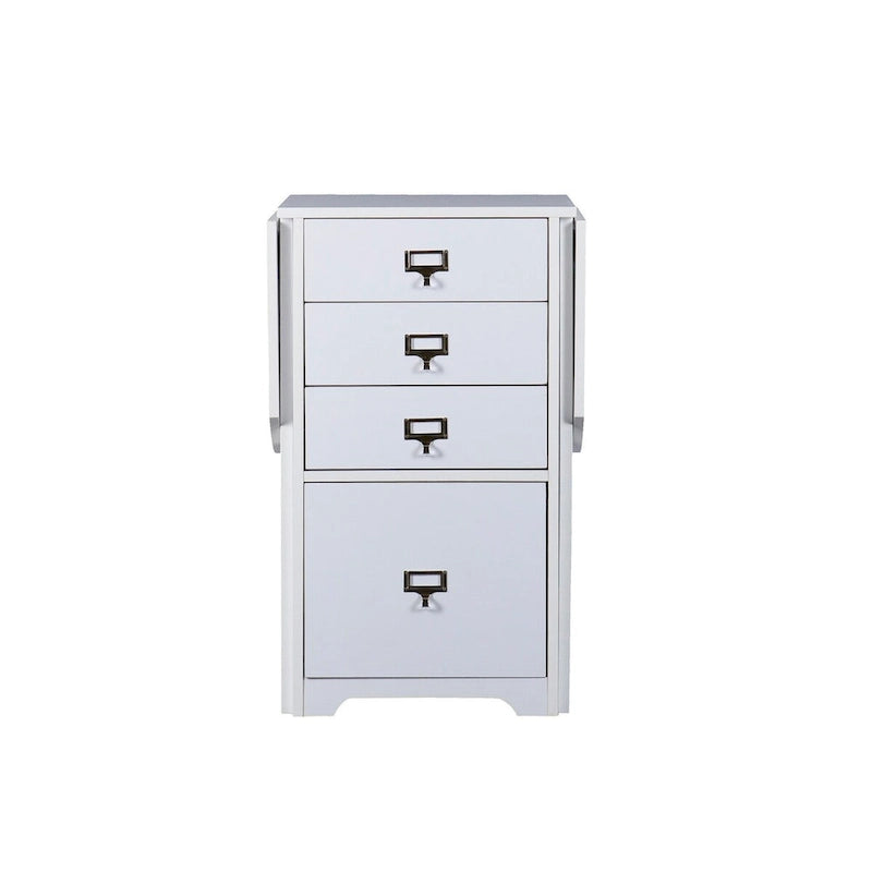 Bureau mural pliant avec 3 tiroirs et tiroir classeur, blanc, style gain de place, 1 personne