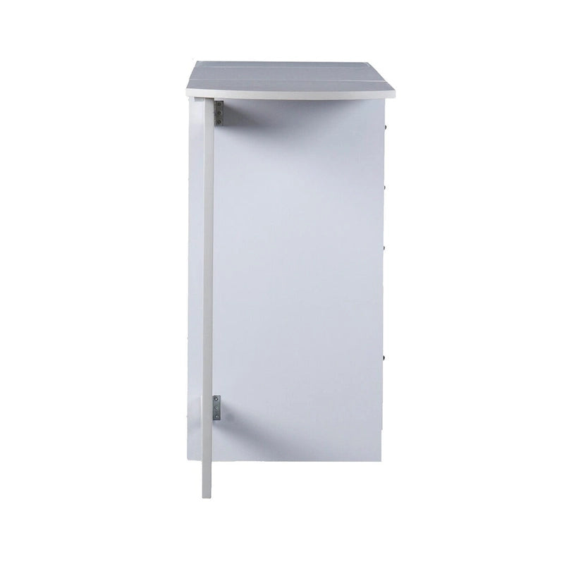 Bureau mural pliant avec 3 tiroirs et tiroir classeur, blanc, style gain de place, 1 personne