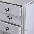 Bureau mural pliant avec 3 tiroirs et tiroir classeur, blanc, style gain de place, 1 personne