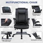 Fauteuil de bureau à dossier haut en cuir reconstitué avec accoudoirs relevables, marron/noir, style moderne, 1 personne
