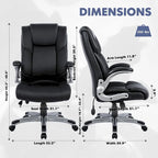 Fauteuil de bureau à dossier haut en cuir reconstitué avec accoudoirs relevables, marron/noir, style moderne, 1 personne