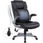 Fauteuil de bureau à dossier haut en cuir reconstitué avec accoudoirs relevables, marron/noir, style moderne, 1 personne