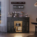 Buffet de ferme de 47" avec 3 tiroirs, lumières LED et prises de courant, noir/blanc, style ferme