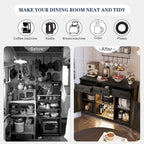 Buffet de ferme de 47" avec 3 tiroirs, lumières LED et prises de courant, noir/blanc, style ferme