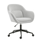 Chaise de bureau pivotante à dossier incurvé avec piètement en métal et roulettes, Gris / Moutarde / Beige, Style moderne, 1 personne