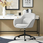 Chaise de bureau pivotante à dossier incurvé avec piètement en métal et roulettes, Gris / Moutarde / Beige, Style moderne, 1 personne