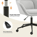 Chaise de bureau pivotante à dossier incurvé avec piètement en métal et roulettes, Gris / Moutarde / Beige, Style moderne, 1 personne