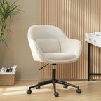 Chaise de bureau pivotante à dossier incurvé avec piètement en métal et roulettes, Gris / Moutarde / Beige, Style moderne, 1 personne