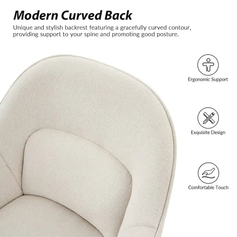 Chaise de bureau pivotante à dossier incurvé avec piètement en métal et roulettes, Gris / Moutarde / Beige, Style moderne, 1 personne